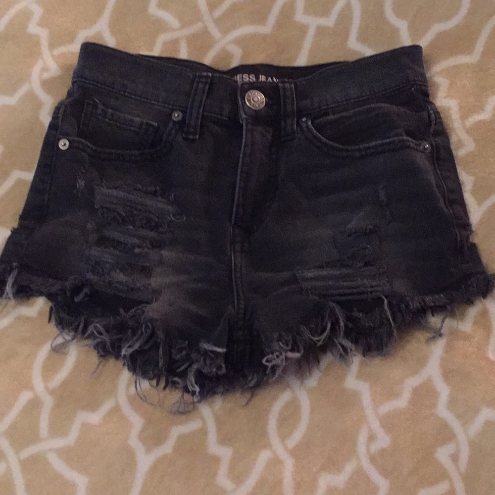 Express Black Distressed Denim Shorts 00